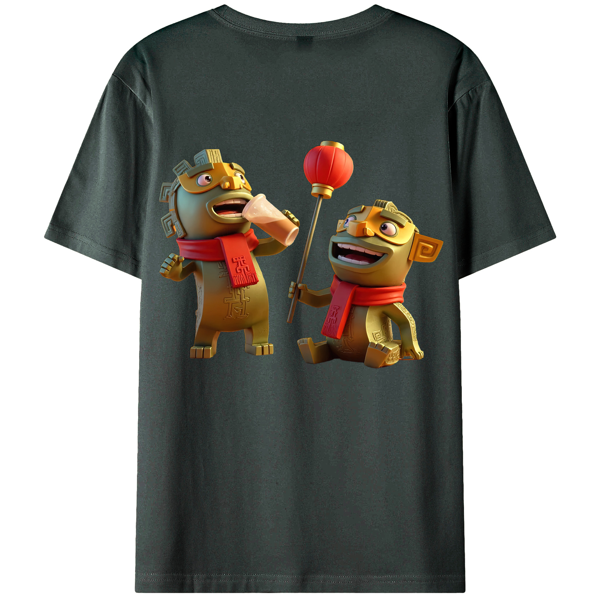 （画像用） Ne Zha 2 ナタ 魔童の大暴れ 綿100％ メンズ半袖Tシャツ（バックプリント） 通気性
